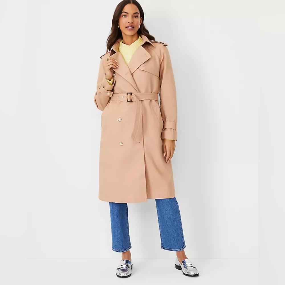 NWT Ann Taylor Twill Raglan Trench Coat Size S